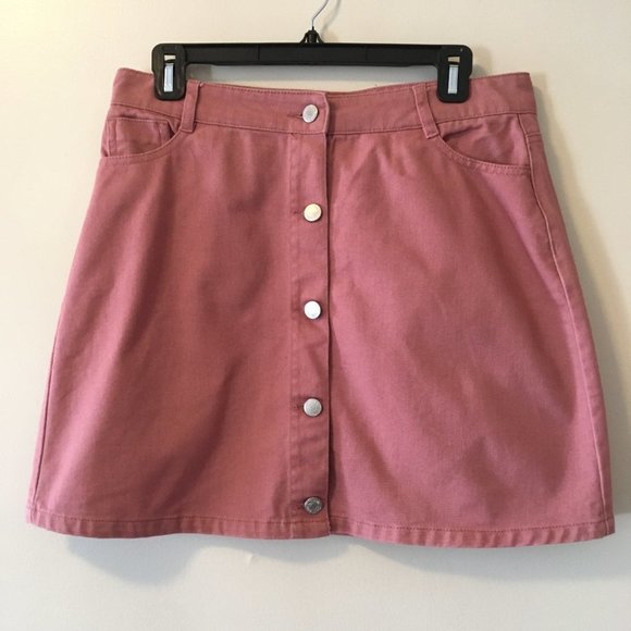 CLOSET CLEAR OUT SALE - Denim mini skirt - pink! - Picture 1 of 9